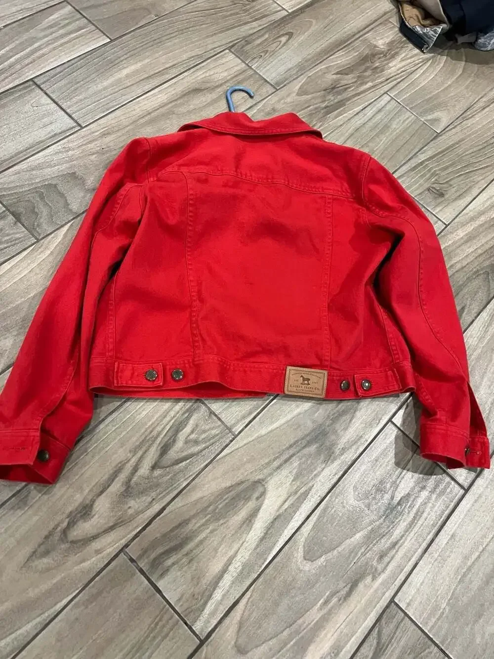 Lauren Jeans Co. Ralph Lauren Red Denim Trucker Jacket Size L - Picture 4 of 5